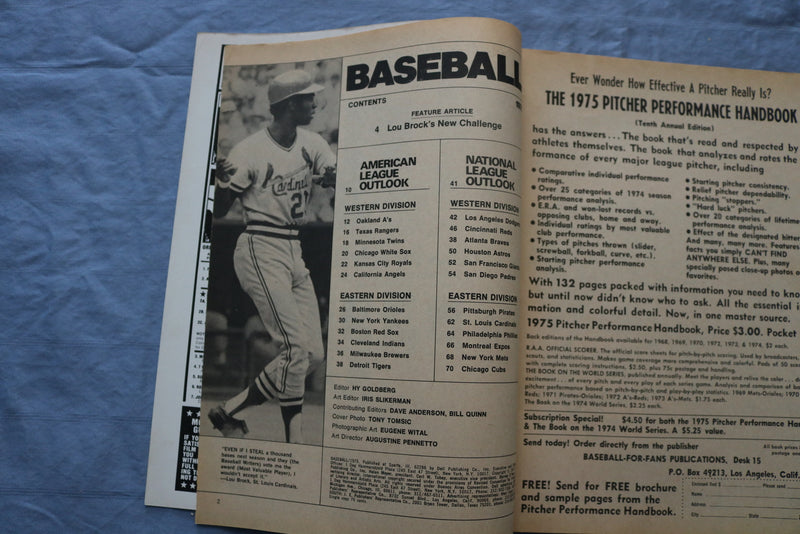 1975 DELL BASEBALL MAGAZINE - LOU BROCK COVER - ST 5507D