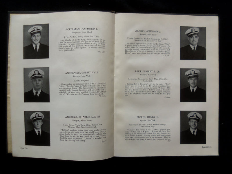 1946 SHAKEDOWN NAVAL RESERVE OFFICERS TUFTS TRAINING CORPS YEARBOOK - YB 3372