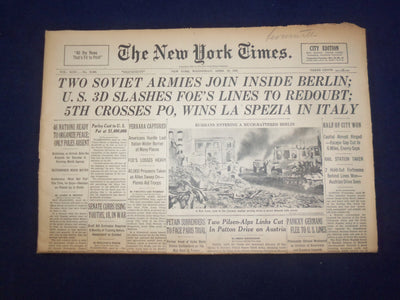 1945 APRIL 25 NEW YORK TIMES - TWO SOVIET ARMIES JOIN INSIDE BERLIN - NP 6702
