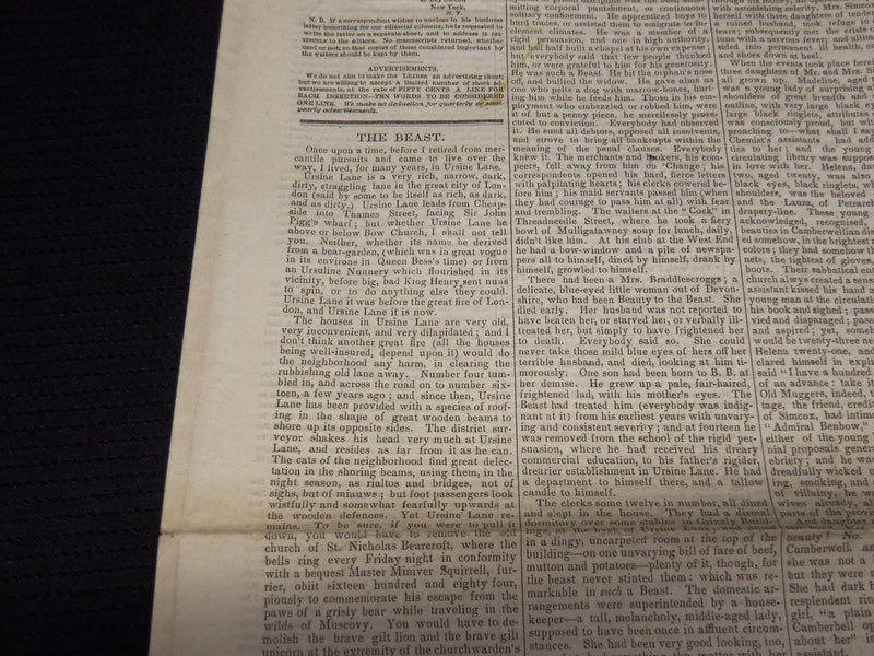 1854 APRIL 1 NEW YORK WEEKLY LEADER NEWSPAPER - VOLUME 1 NO. 3 - K 70