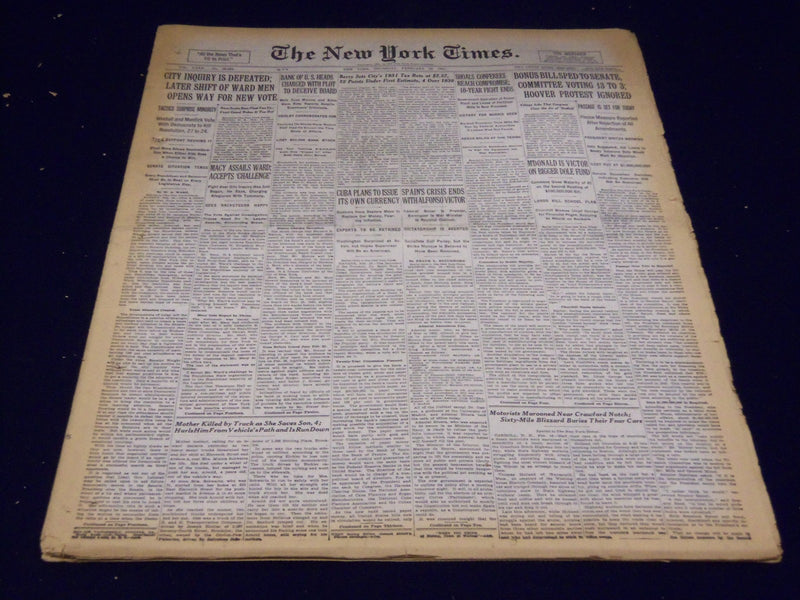 1931 FEBRUARY 19 NEW YORK TIMES - TILDEN DEFEATS KOZELUH AT GARDEN - NT 3955