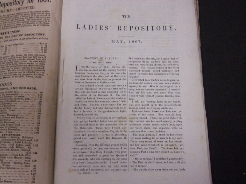 1867 LADIES' REPOSITORY LITERATURE & RELIGION MAGAZINE LOT OF 10 - WR 241H