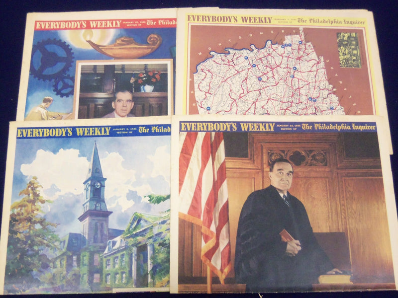 1946 EVERYBODY'S WEEKLY MAGAZINE SECTION LOT OF 9 - GREAT ARTICLES - NP 1850