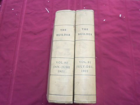 1901 JAN-DEC THE BUILDER U. K. MAGAZINE BOUND VOLUMES - 2 VOLS - FOLD OUTS - C 7