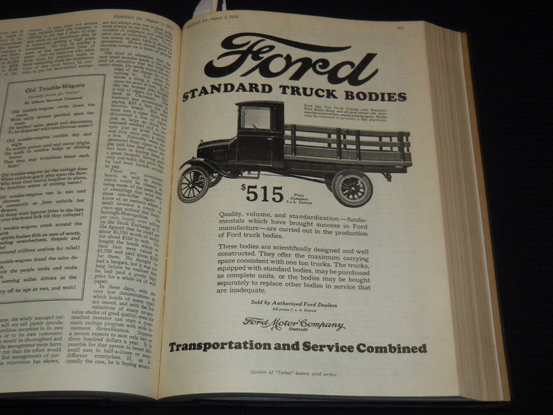 1925 APRIL 15-OCTOBER 1 FORBES MAGAZINE BOUND VOLUME - NICE ADS - R 10A