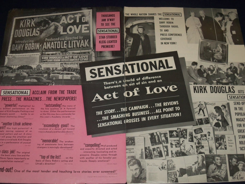 1953 ACT OF LOVE MOVIE PRESS BOOK STARRING KIRK DOUGLAS & DANY ROBIN - P 5
