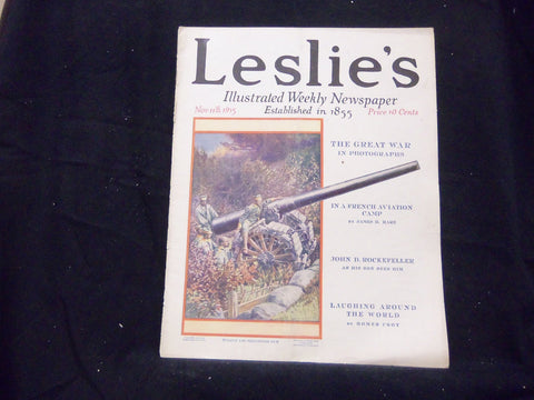1915 NOVEMBER 11 LESLIE'S WEEKLY MAGAZINE - ITALIAN 149-MILLIMETRE GUN - ST 1348