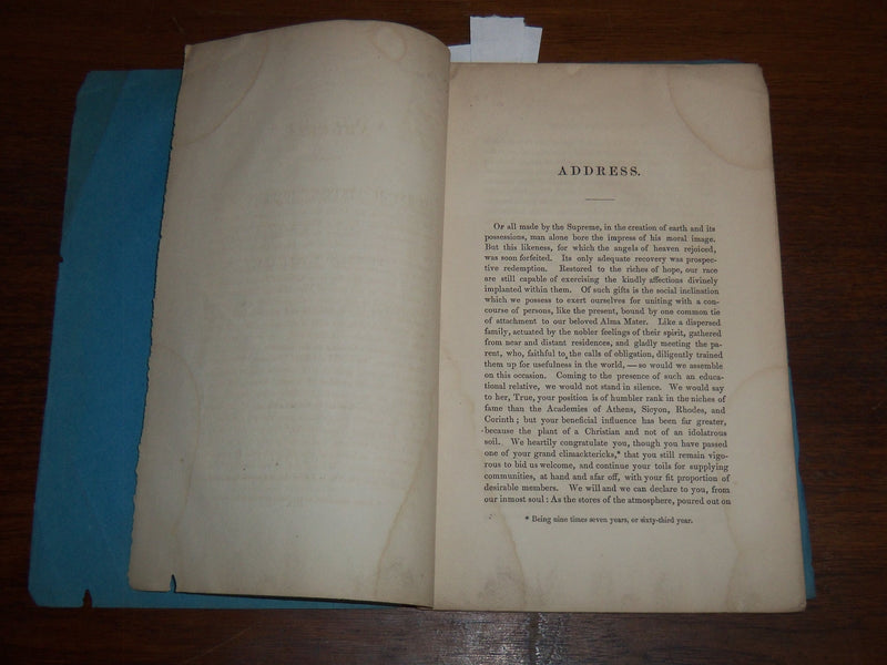 1859 ATKINSON ACADEMY ALUMNI ADDRESS BY JOSEPH B. FELT - K 1169