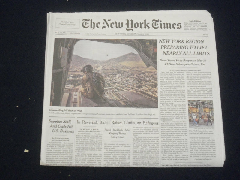 2021 MAY 4 NEW YORK TIMES - NEW YORK REGION PREPARING TO LIFT NEARLY ALL LIMITS