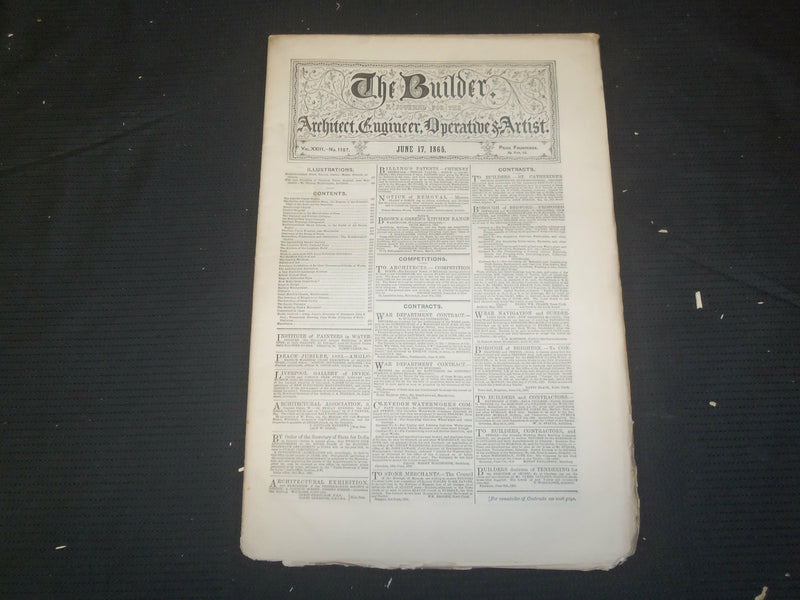 1865 JUNE 17 THE BUILDER ARCHITECT MAGAZINE - ILLUSTRATIONS - ST 415S