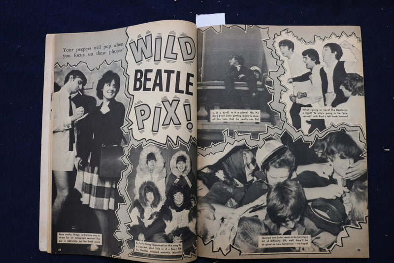 1965 JUNE TEEN PIN-UPS MAGAZINE - THE BEATLES PHOTOS AND ARTICLES - E 18592