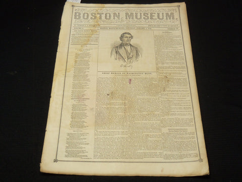 1851 JANUARY 4 THE BOSTON MUSEUM NEWSPAPER - GOVERNOR HUNT & BRIGGS - NP 9037