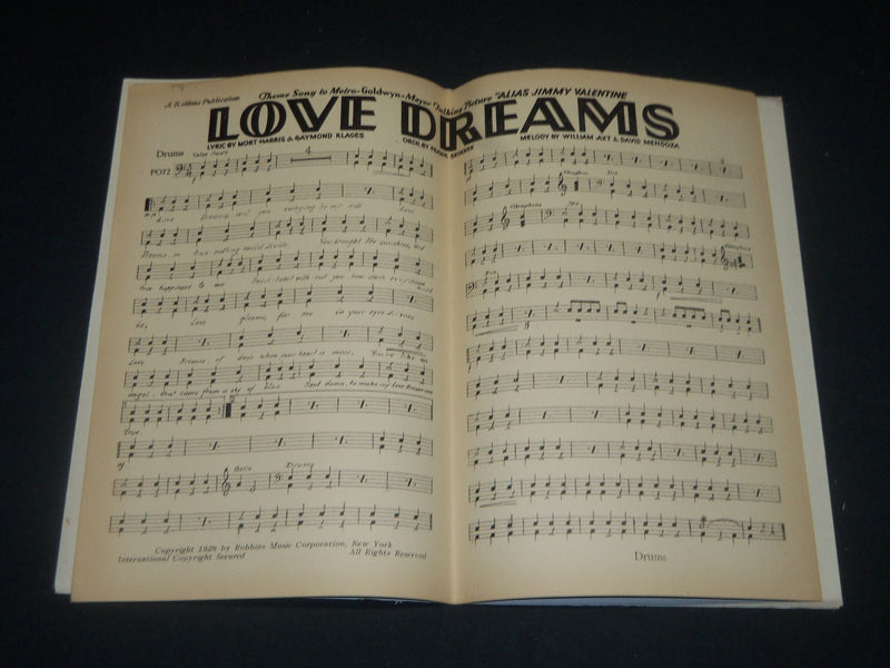 1928 LOVE DREAMS - ALIAS JIMMY VALENTINE MUSIC FOLIO - WILLIAM HAINES - J 5656