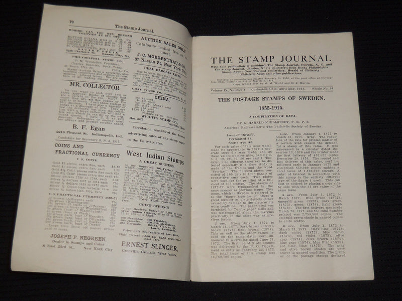 1915-1916 THE STAMP JOURNAL MAGAZINE LOT OF 5 ISSUES - O 1134L