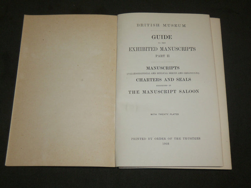 1923 BRITISH MUSEUM GUIDE TO EXHIBITED MANUSCRIPTS PART II BOOK - J 6149