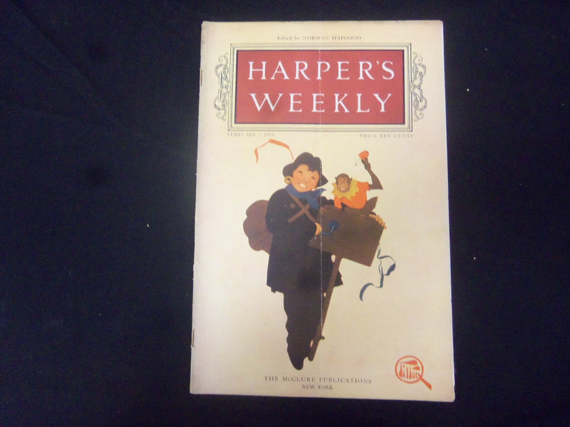 1914 FEBRUARY 7 HARPER'S WEEKLY MAGAZINE - NICE COVER & ILLUSTRATIONS - ST 2482