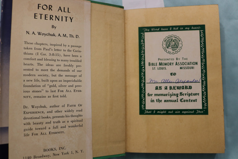 1955 FOR ALL ETERNITY HARDCOVER BOOK BY N. A. WOYCHUK - KD 9629