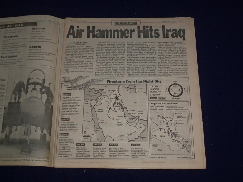 1991 JAN 17 PHILADELPHIA DAILY NEWS - U.S. ROCKS IRAQ - NP 2982