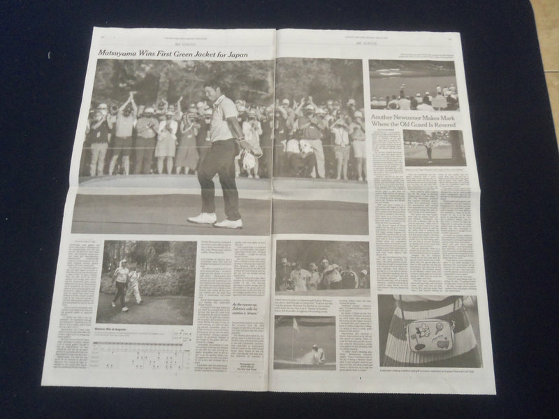 2021 APRIL 12 NEW YORK TIMES - HIDEKI MAYSUYAMA WINS THE MASTERS GOLF TOURNAMENT