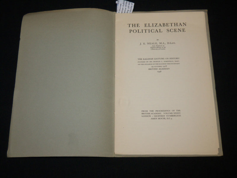 1948 THE ELIZABETHAN POLITICAL SCENE SOFTCOVER BOOK BY J. E. NEALE - J 6530