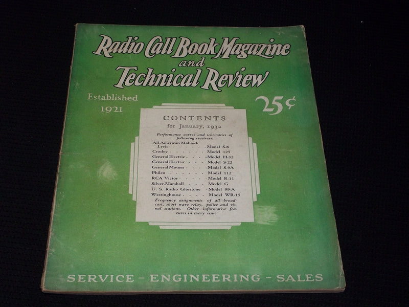1932 JANUARY RADIO CALL BOOK & TECHNICAL REVIEW MAGAZINE NICE COVER - E 6302