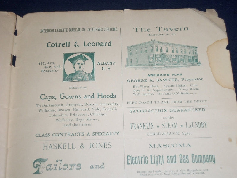 1899 NOVEMBER 10 THE DARTMOUTH MAGAZINE VOLUME 21 ISSUE NO. 8 - ADS - II 9538