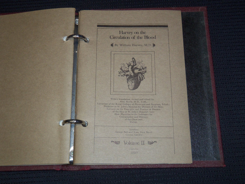 1889 REPRINT HARVEY ON THE CIRCULATION OF THE BLOOD 3 SOFTCOVER VOLUMES - KD 81Q