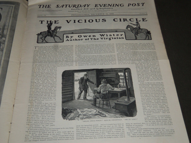 1902 DECEMBER 13 THE SATURDAY EVENING POST MAGAZINE - ILLUSTRATED COVER- SP 1069