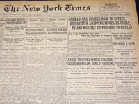 1915 FEBRUARY 18 NEW YORK TIMES - GERMAN SEA DECREE NOW IN EFFECT - NT 7778