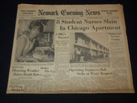 1966 JULY NEWARK EVENING NEWS NEWSPAPER LOT OF 3 - NURSES SLAIN - SPEC - NP 1812
