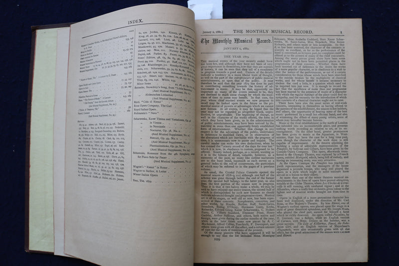 1880-1884 THE MONTHLY MUSICAL RECORD HARDCOVER BOUND VOLUMES - LOT OF 2- KD 9540