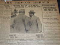 1910 JUNE 29 THE BOSTON HERALD - COLONEL ROOSEVELT HERE - TAFT ON WAY - BH 340