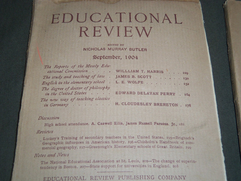 1904-1906 THE EDUCATIONAL REVIEW MAGAZINE LOT OF 10 - NICE ARTICLES - WR 854