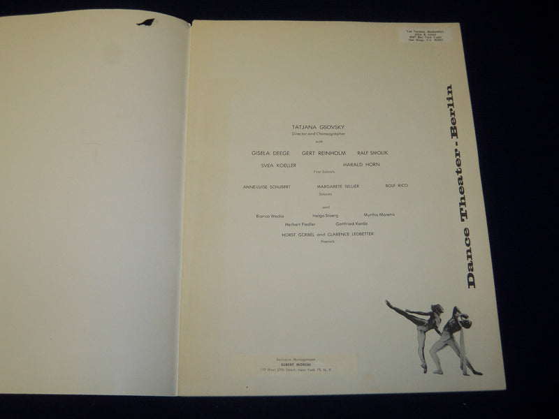 1956-1957 DANCE THEATRE - BERLIN BALLET PROGRAM - TATJANA GSOVSKY - J 5111