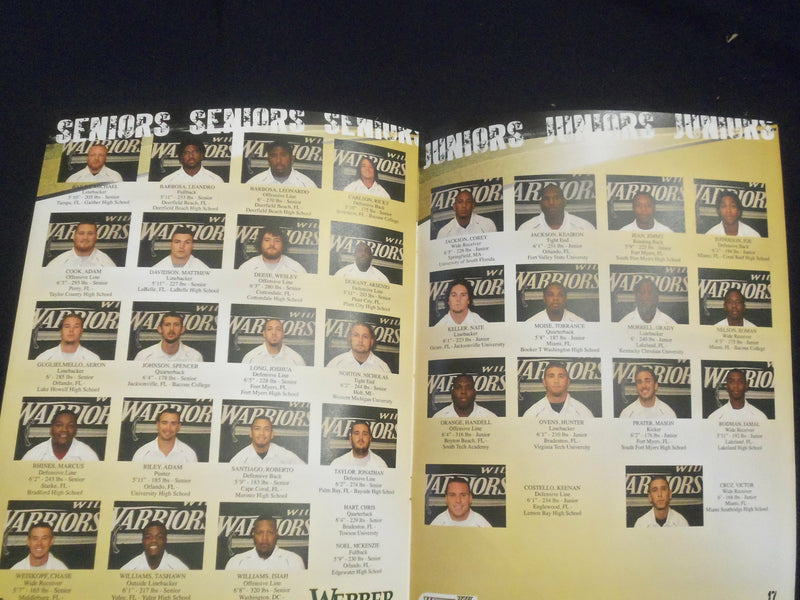 2011 WEBBER INTERNATIONAL UNIVERSITY FOOTBALL SCHEDULE - SP 1219A