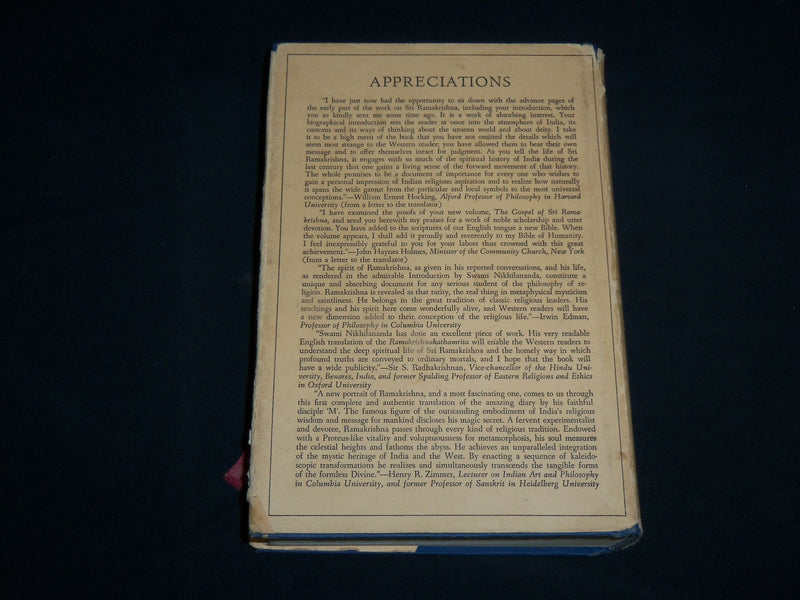 1969 THE GOSPEL OF SRI RAMAKRISHNA HARDCOVER BOOK BY SWAMI NIKHILANANDA- KD 6914