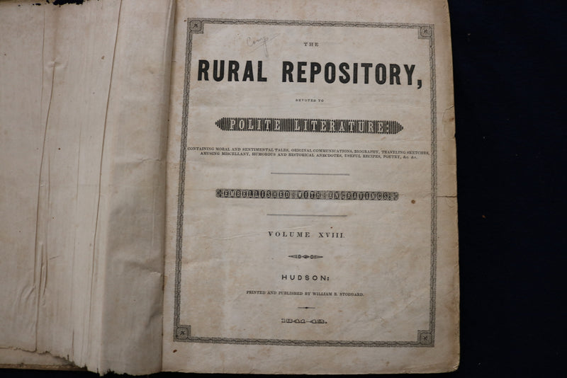 1841-1842 RURAL REPOSITORY MAGAZINE BOUND VOLUME - KD 9533