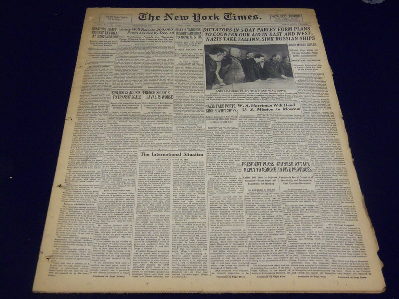 1941 AUG 30 NEW YORK TIMES - DICTATORS IN 5 DAY PARLEY FORM PLANS - NT 1104