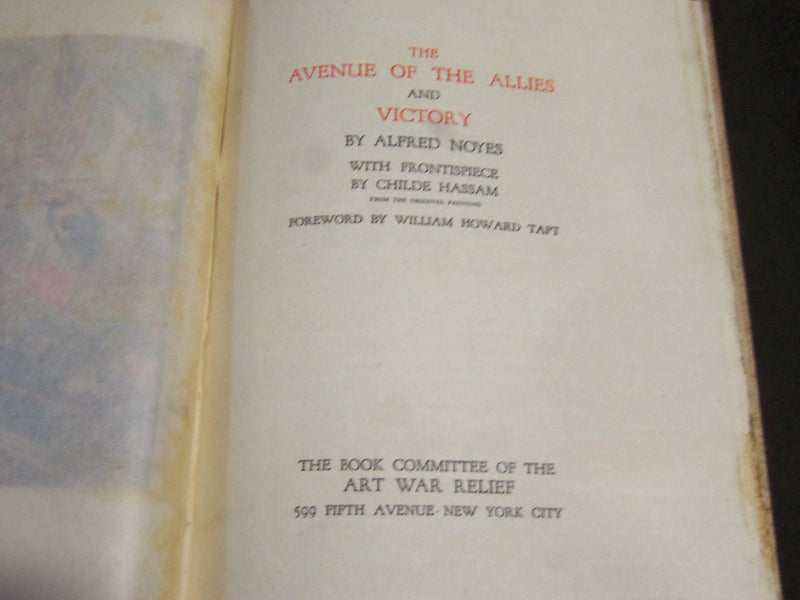 1918 THE AVENUE OF THE ALLIES AND VICTORY BY ALFRED NOYES BOOK - KD 4261