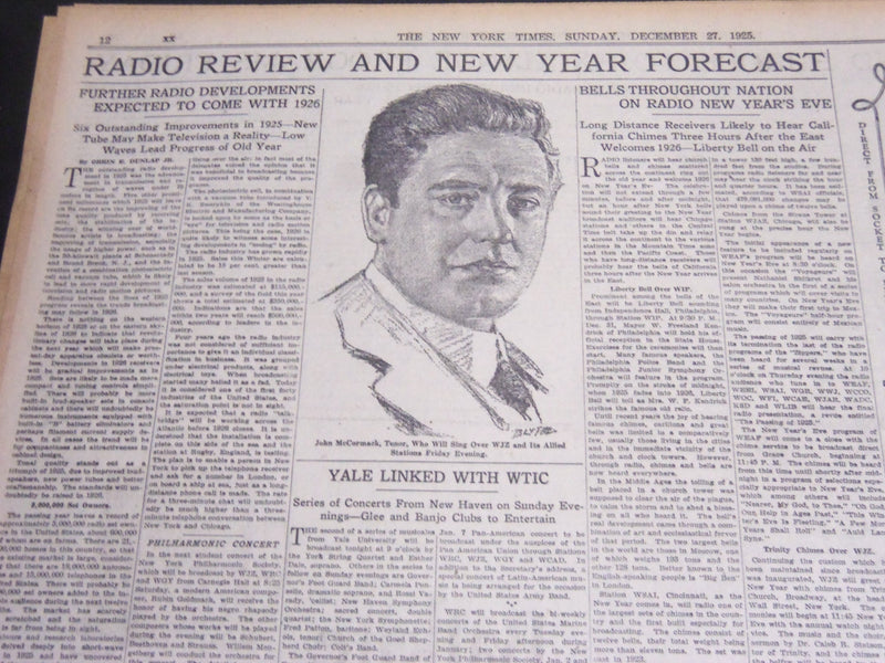 1925 DEC 27 NY TIMES SPECIAL SECTION -WALKER OUTILINES POLICY AS MAYOR - NT 7063