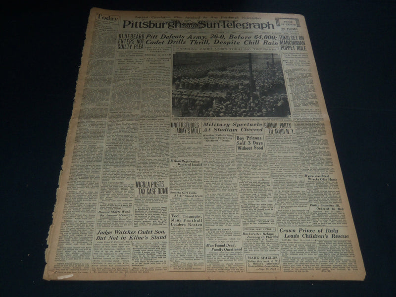1931 NOVEMBER 15 PITTSBURGH SUN-TELEGRAPH - PITT DEFEATS ARMY 26-0 - NT 7528