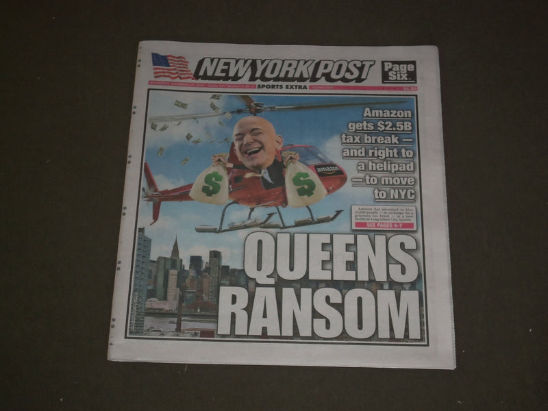 2018 NOVEMBER 14 NEW YORK POST NEWSPAPER - AMAZON GETS $2.5B TAX BREAK IN QUEENS