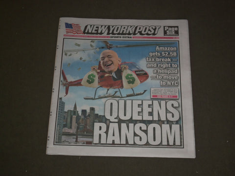 2018 NOVEMBER 14 NEW YORK POST NEWSPAPER - AMAZON GETS $2.5B TAX BREAK IN QUEENS