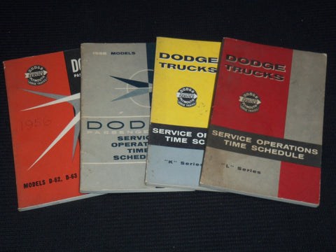 1956-1958 DODGE CAR & TRUCKS SERVICE OPERATIONS TIME SCHEDULE LOT OF 4 - J 8086