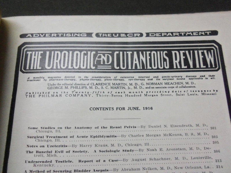 1916 THE UROLOGIC AND CUTANEOUS REVIEW MAGAZINE LOT OF 4 DIFFERENT - O 1983