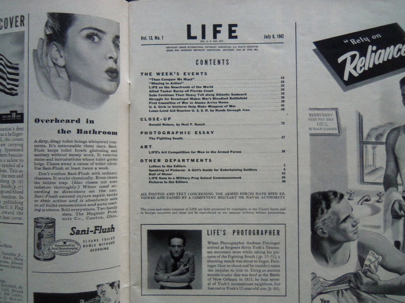 1942 JULY 6 LIFE MAGAZINE - AMERICAN FLAG - L 294