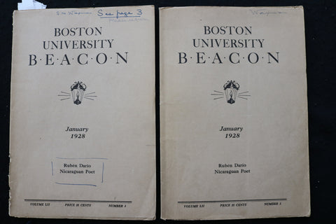 1928 JANUARY BOSTON UNIVERSITY BEACON - SAMUEL WAXMAN - LOT OF 2 - K 2215