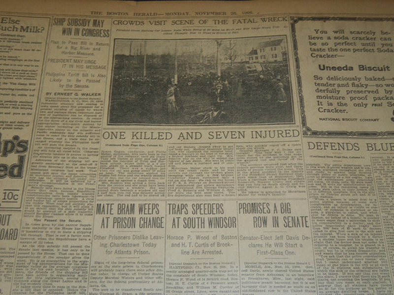 1906 NOVEMBER 26 THE BOSTON HERALD - PEARY FAVORS AERIAL VOYAGE TO POLE - BH 125