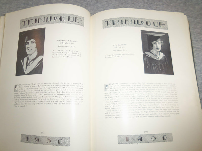 1930 THE TRINILOGUE TRINITY COLLEGE YEARBOOK - WASHINGTON, D.C. - YB 2501