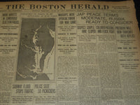 1905 JUNE 12 THE BOSTON HERALD NEWSPAPER - JAP PEACE TERMS MODERATE - BH 89